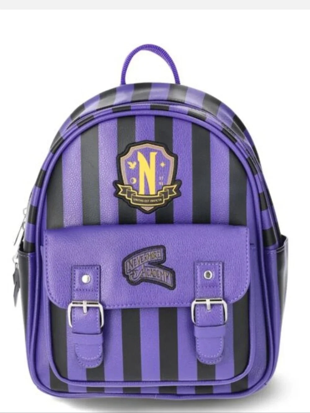 Wednesday Addams Nevermore Academy Women's Striped Mini Backpack